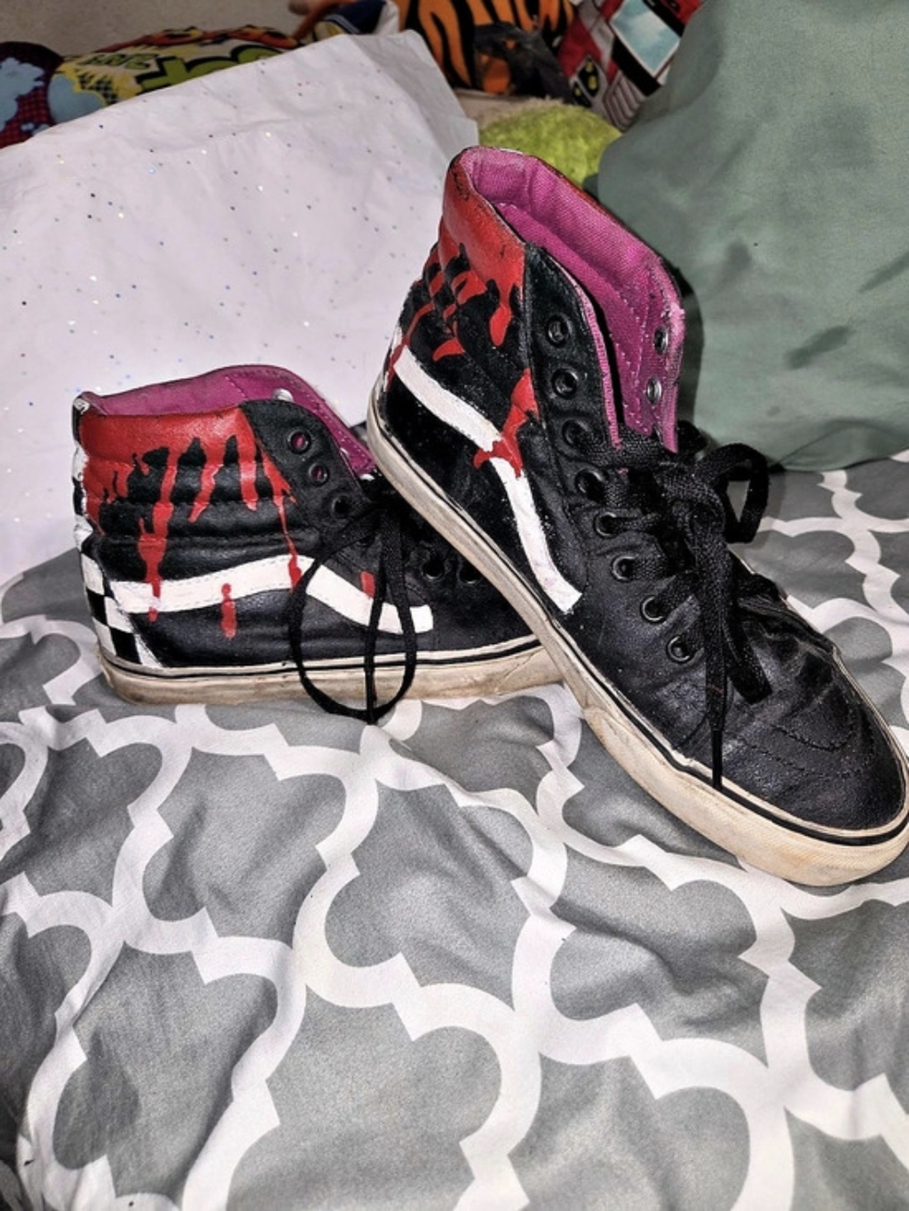 Vans Sk8-Hi Custom Sneakers Black & Red US 7.5